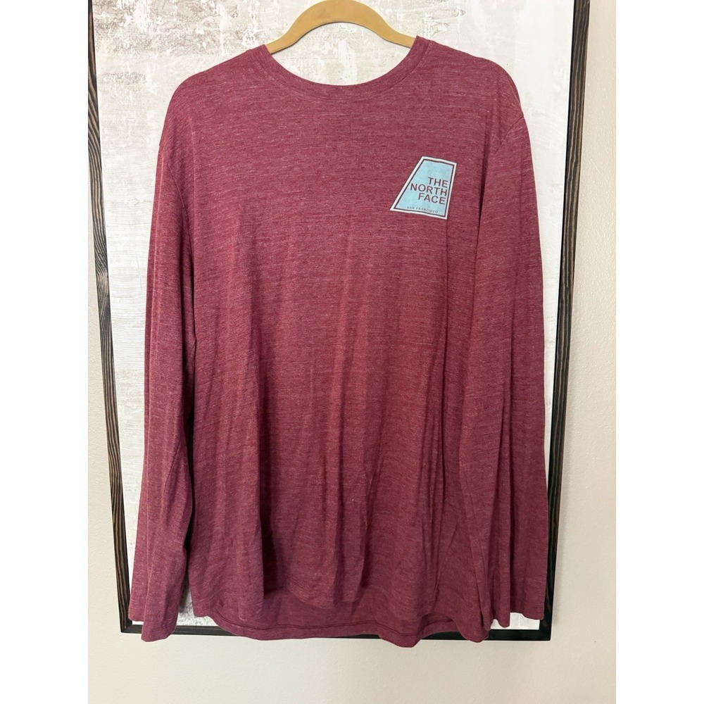 The North Face Mens Dark Red Long Sleeve  T-Shirt Logo SanFrancisco Size XL